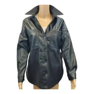 S Size 3/5 Celebrity Pink Women's Pleather Shacket. Multipurpose Jacket/Shacket